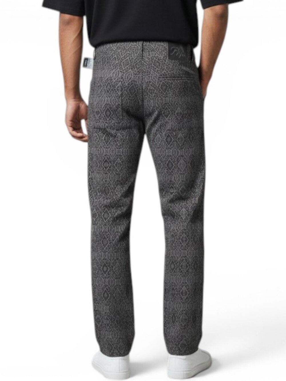 PRPS Demon Slim Straight Jacquard Pants Size 38x33 Black/Gray Made In UAE RARE